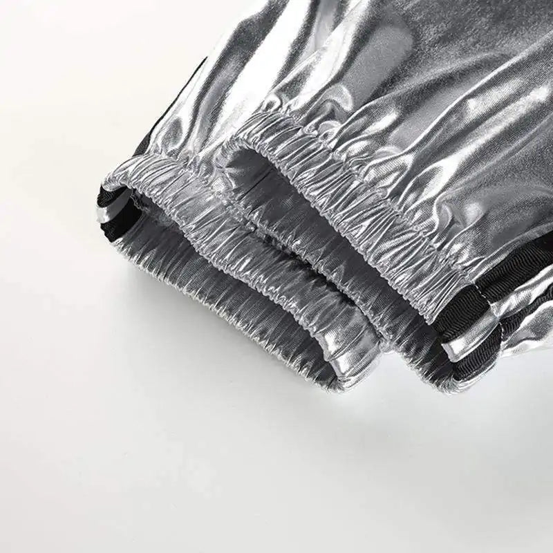 Silver Metallic Casual Hip Hop Heap Trousers