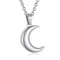 Stainless Steel Moon-Shaped Perfume Bottle Ash Pendant Necklace