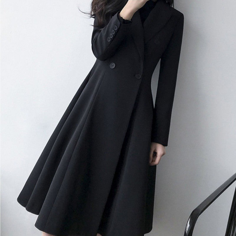 Autumn New Plus Size Women's Long Suit Trench Coat