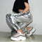 Silver Metallic Casual Hip Hop Heap Trousers