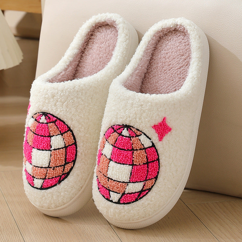 Comfortable Home Warm Cartoon Embroidered Balloon Cotton Slippers