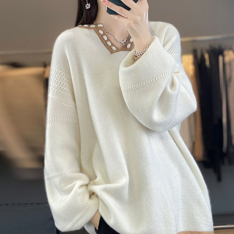 V-neck Sweater Women's Fashionable Outer Wear Top