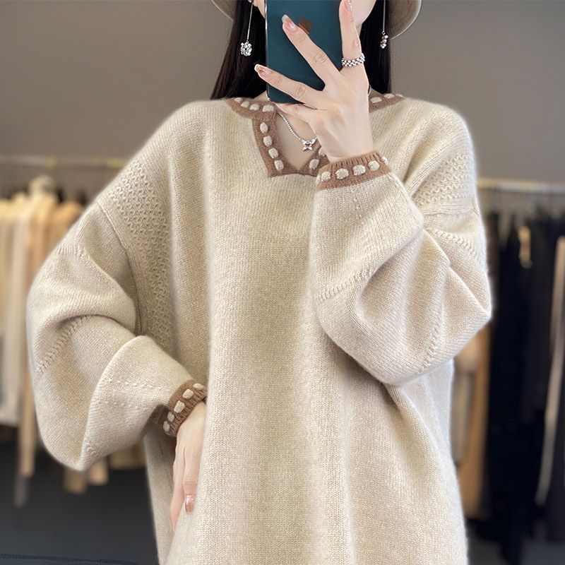 V-neck Sweater Women's Fashionable Outer Wear Top