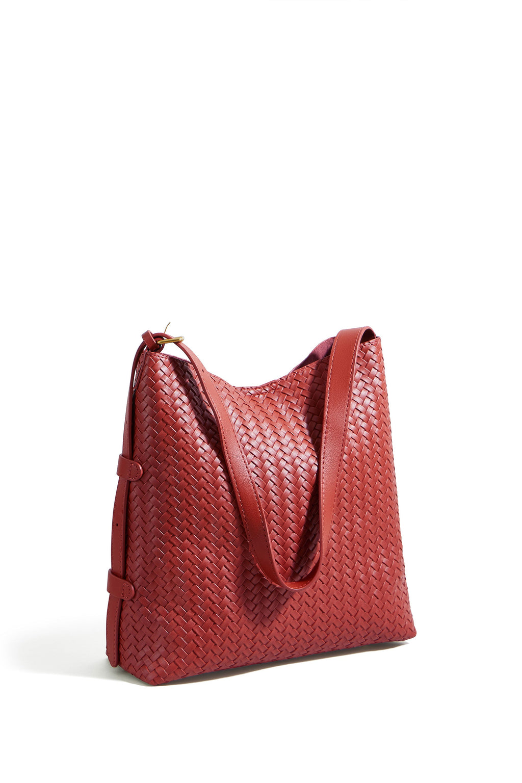 Yumi Red Woven Shoulder Bag With Detachable Inside Purse