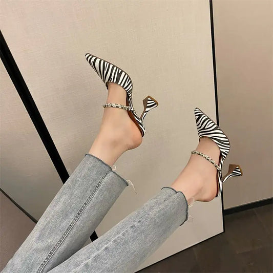 Crystal Zebra Slingback Heels