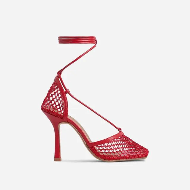 Netted Tie Up Heels