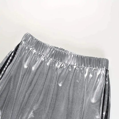 Silver Metallic Casual Hip Hop Heap Trousers