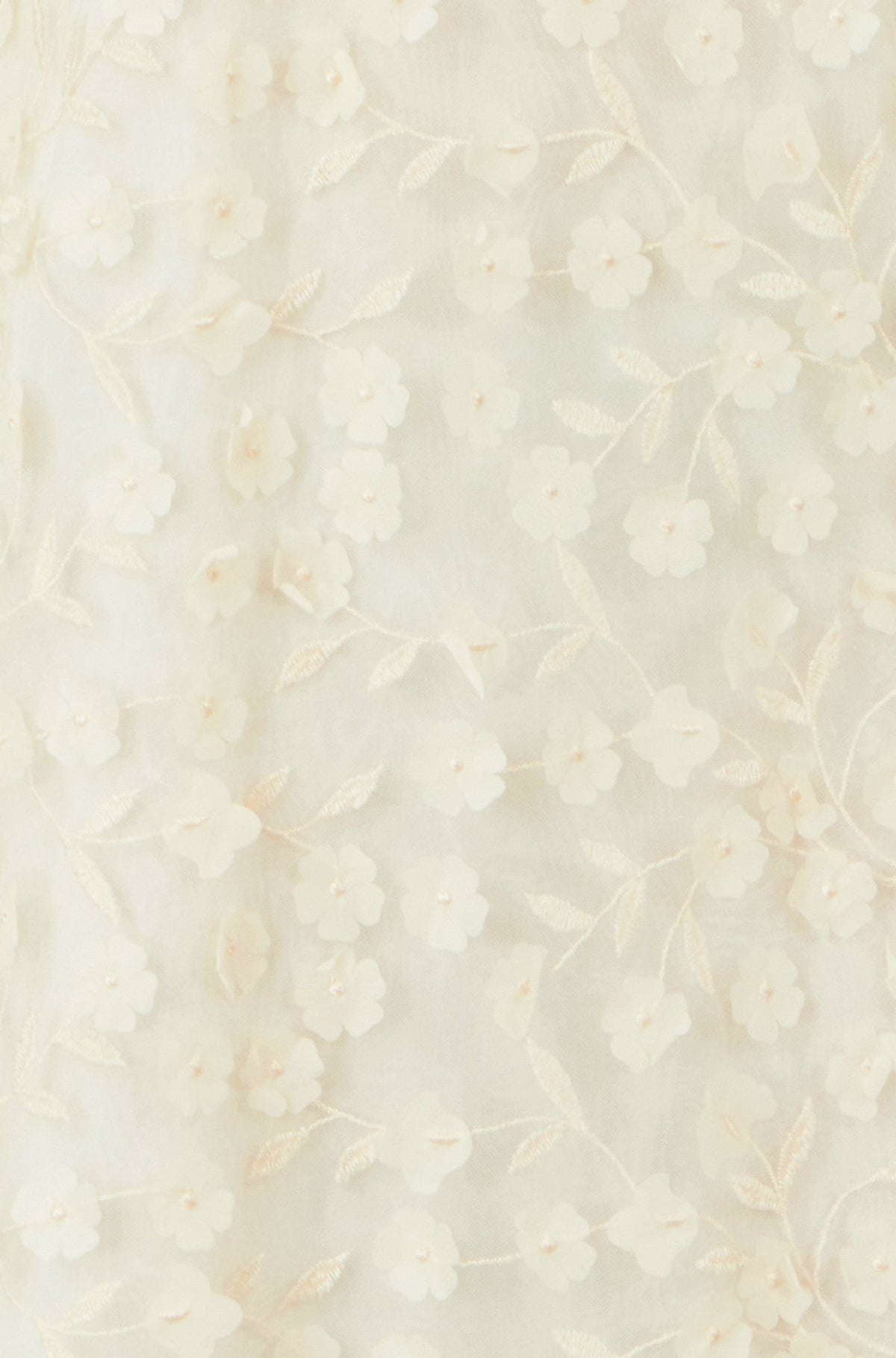 Yumi Ivory Long Sleeve Floral Applique Tunic