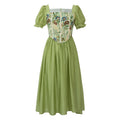 Square Neck Vintage Oil Painting Sense Patchwork Dress