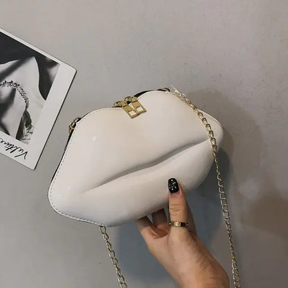 Mini Bags for Women 2023 New Fashion All-match Women&#39;s Shoulder Bag PU Solid Color Zipper Crossbody Patent Leather Lip Chain Bag