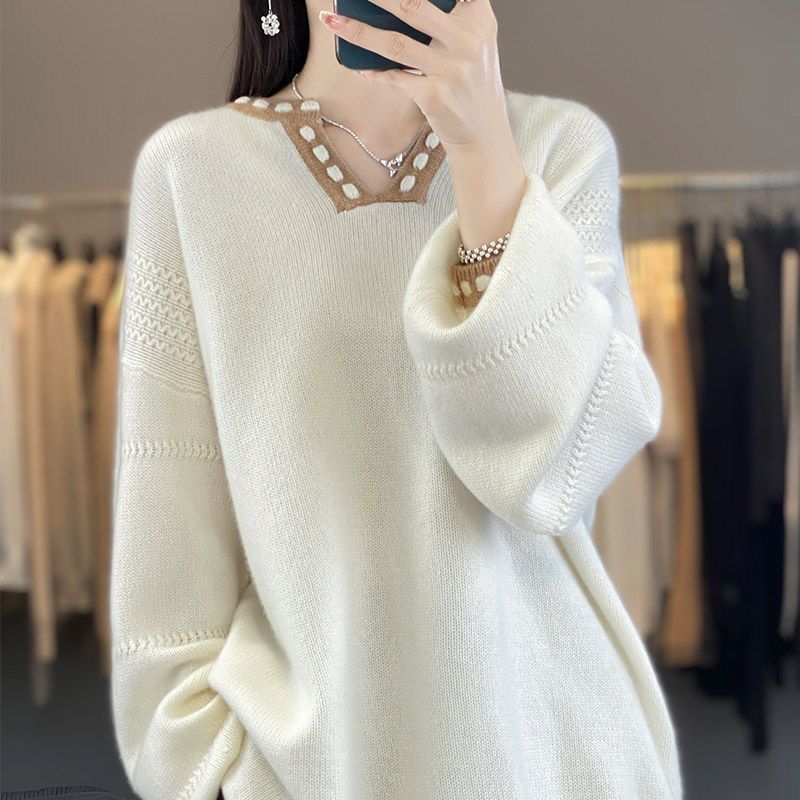 V-neck Sweater Women's Fashionable Outer Wear Top
