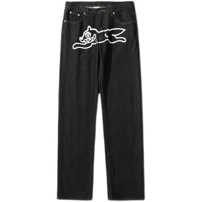 Casual Loose Black Denim Trousers Streetwear